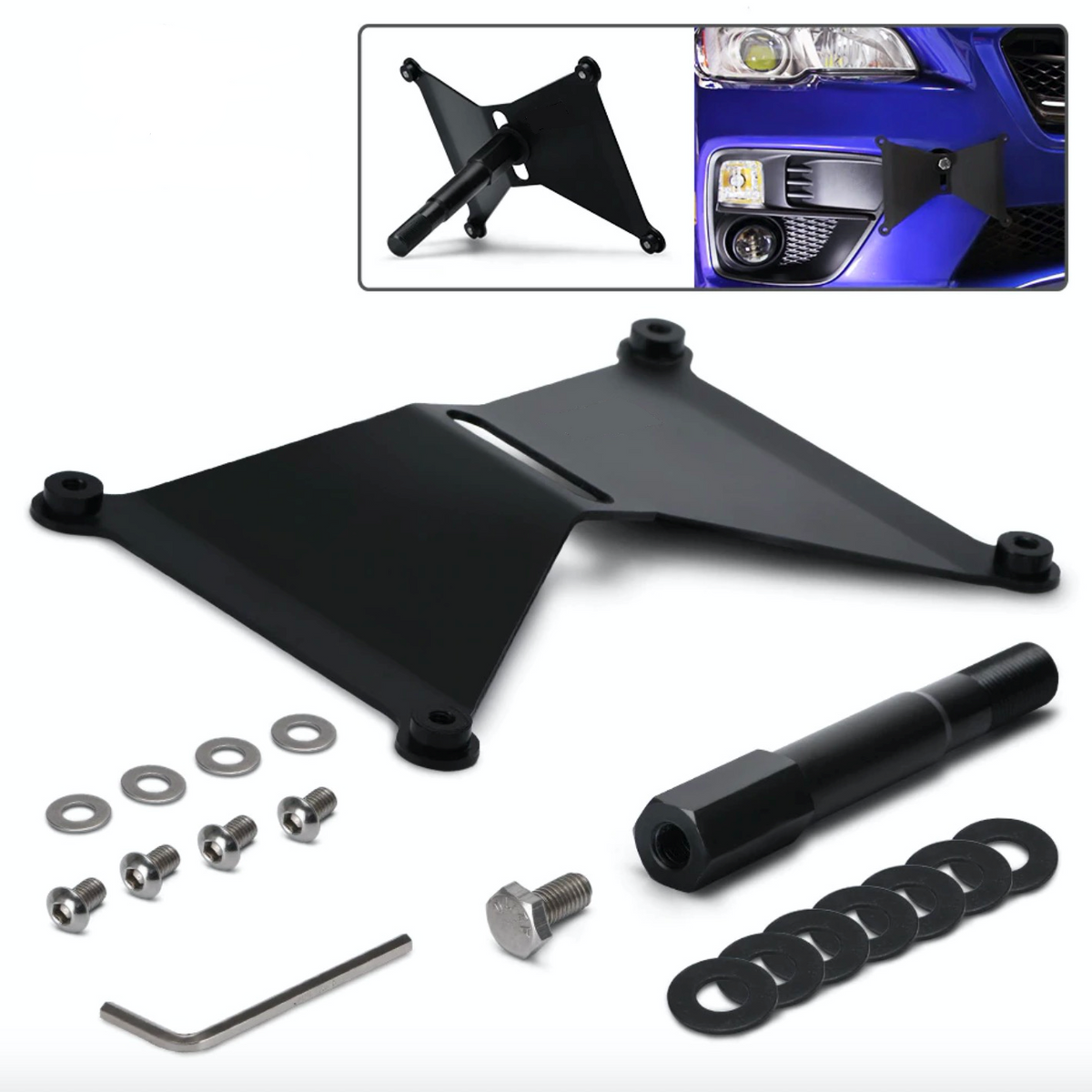  for 2010-2014 Subaru Legacy - Front Bumper Tow Hook License  Plate RELOCATOR Kit Relocation Bracket Adaptor Mount Holder : Automotive